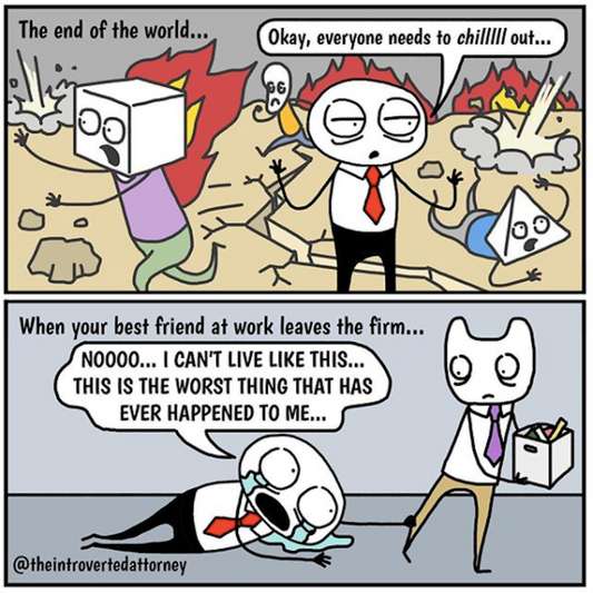 introverted attorney comic about when your best friend at work leaves
