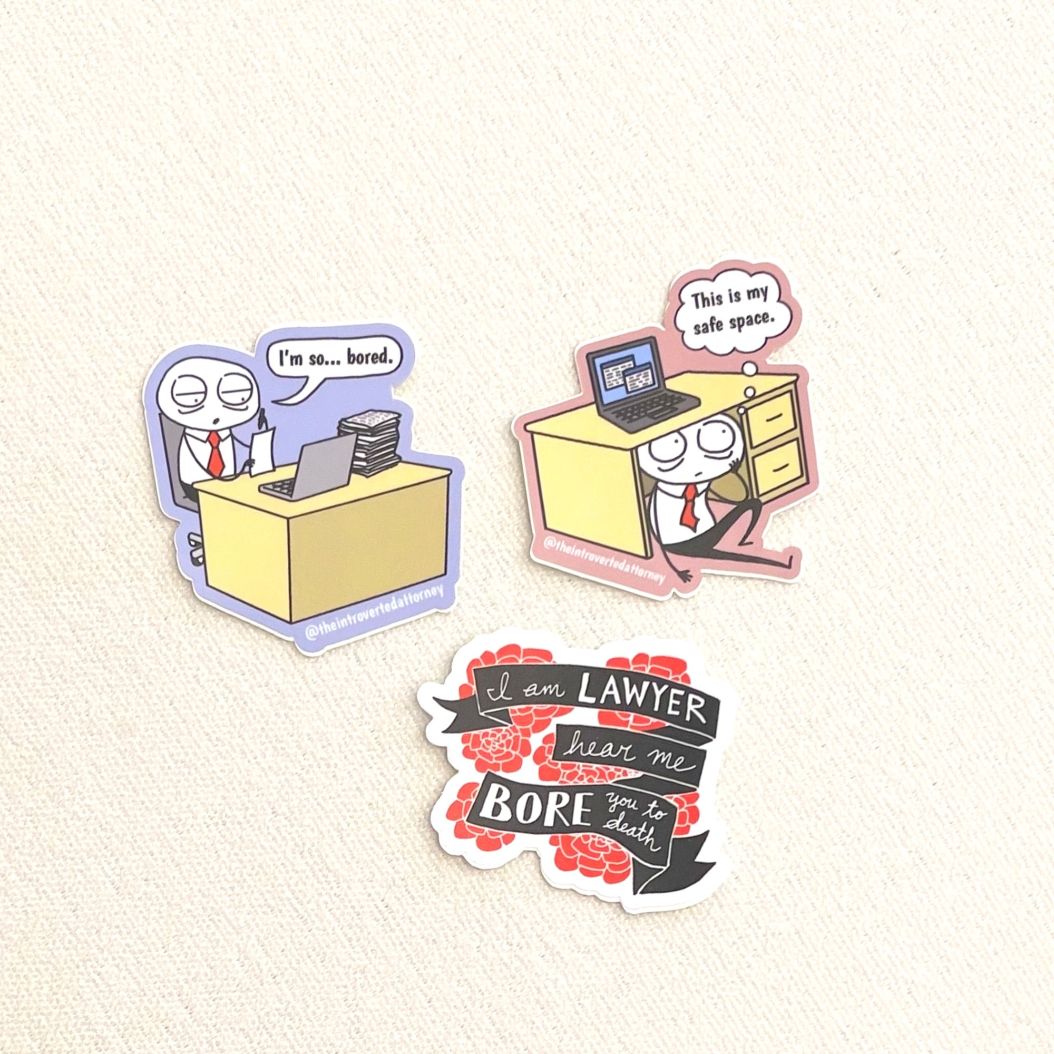 Holiday Corporate Humor Gift Box | Lawyer Birthday Present | Coworker Care Package | Comic Book, Stickers, Mini-Print, Chocolate, Post-Its