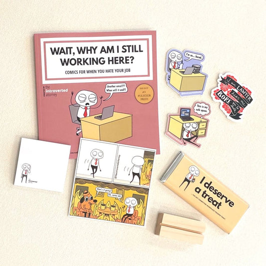 Holiday Corporate Humor Gift Box | Lawyer Birthday Present | Coworker Care Package | Comic Book, Stickers, Mini-Print, Chocolate, Post-Its