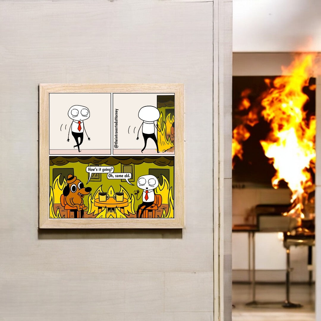 This Is Fine | Best Lawyer Law Firm Gifts | Law Comic Print | Funny Gifts for Attorneys
