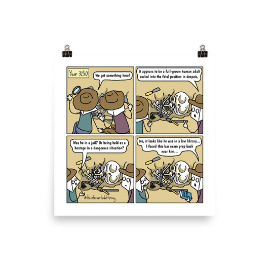 Bar Exam Fossils | Lawyer Comic Print (10" x 10") | Full Color | The Introverted Attorney