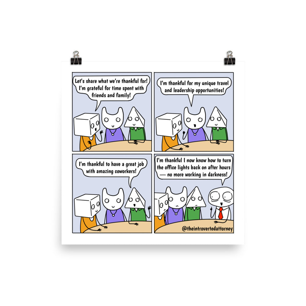 What I'm Thankful For | Best Lawyer Law Firm Gifts | Law Comic Print | Funny Gifts for Attorneys