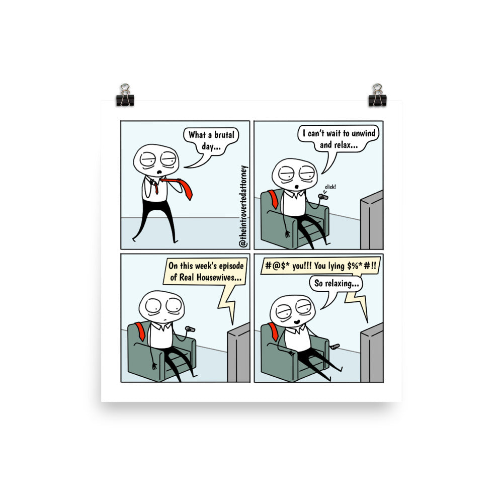 TV Therapy | Best Lawyer Law Firm Gifts | Law Comic Print | Funny Gifts for Attorneys