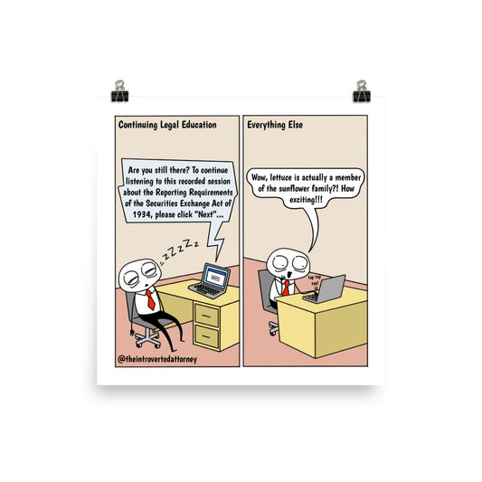 CLEs vs. Everything Else | Best Lawyer Law Firm Gifts | Law Comic Print | Funny Gifts for Attorneys