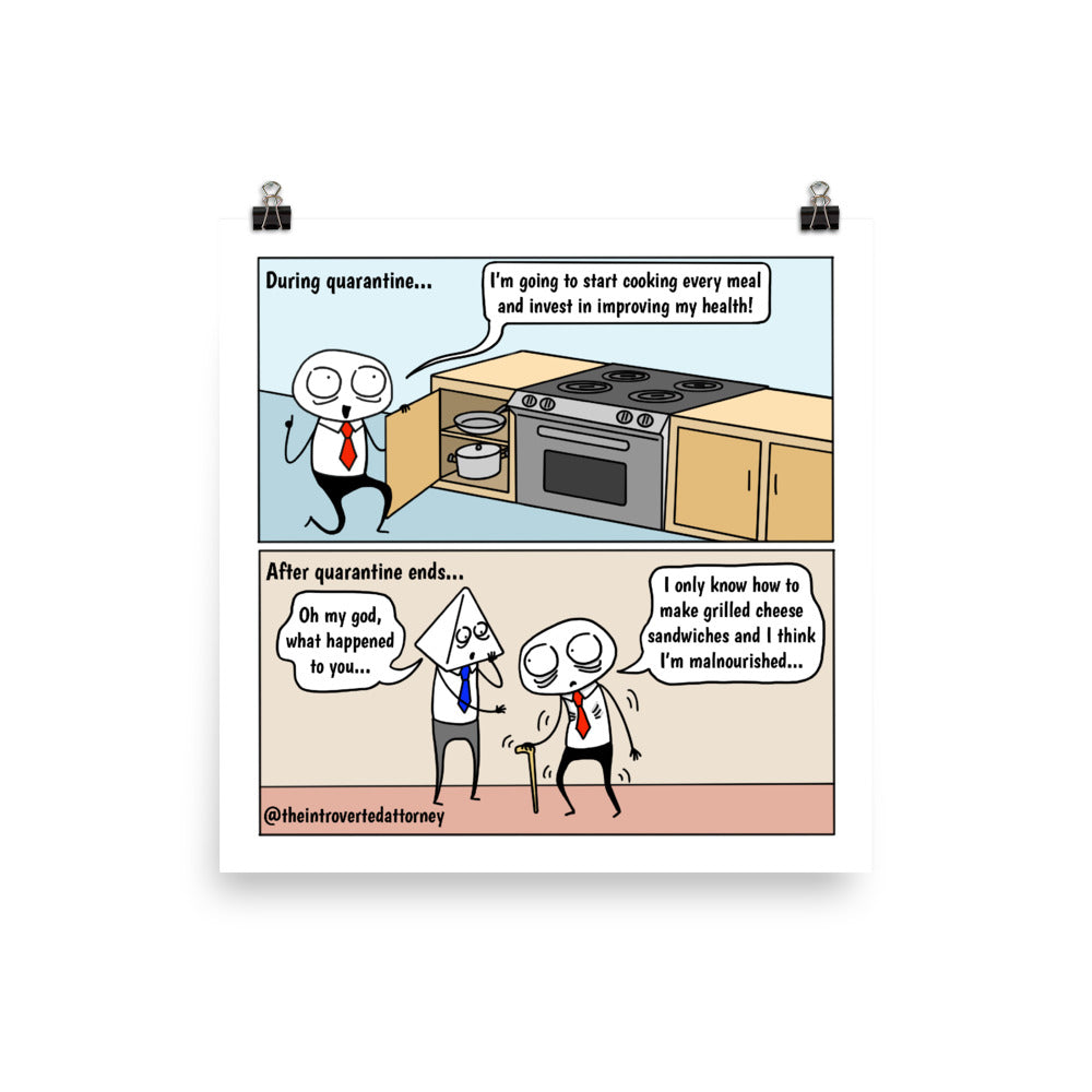 Quarantine Goals | Lawyer Comic Print (10" x 10") | Full Color | The Introverted Attorney