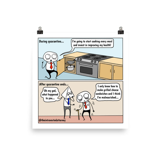 Quarantine Goals | Lawyer Comic Print (10" x 10") | Full Color | The Introverted Attorney