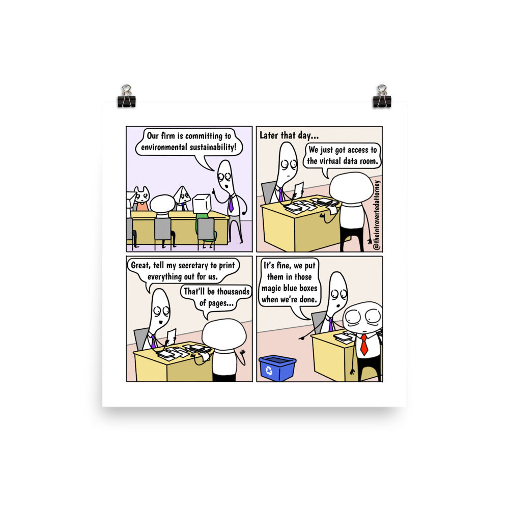 Magic Blue Box | Recycling Bin | Best Lawyer Law Firm Gifts | Comic Print (10" x 10") | Funny Gifts for Attorneys | The Introverted Attorney