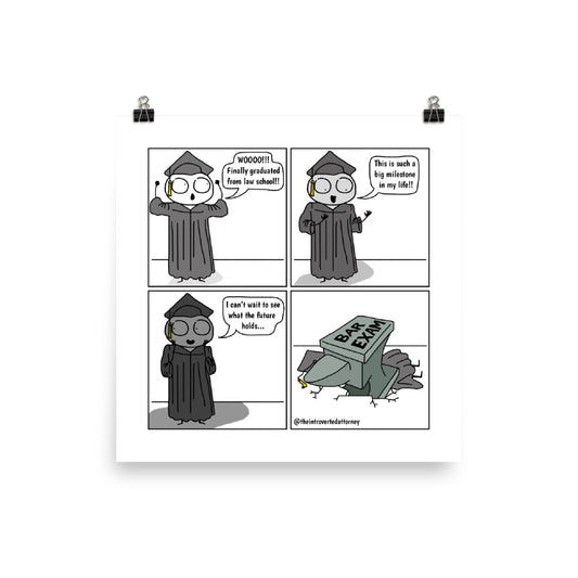 Law School Graduation & Bar Exam Anvil | Comic Print (10" x 10") | Full Color | The Introverted Attorney