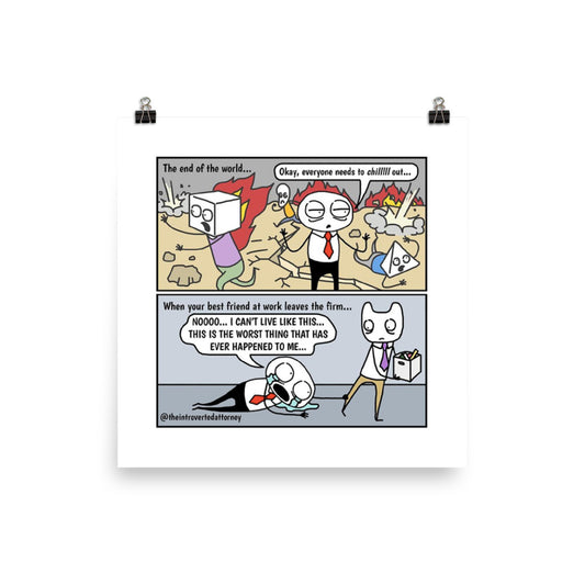 Work Bestie Leaving | Comic Print (10" x 10") | Full Color | The Introverted Attorney