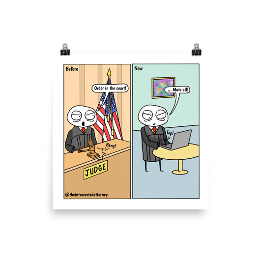 Order in the Courts | Funny Judge Comic Print (10" x 10") | Best Attorney & Lawyer Gifts | Full Color | The Introverted Attorney
