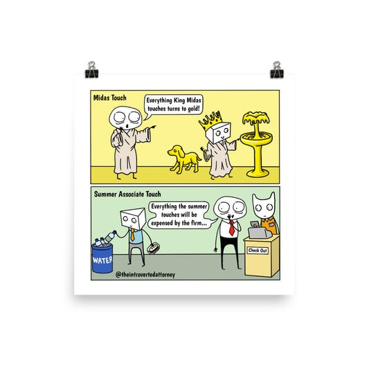 Summer Associate's Magic Touch | Funny Lawyer Comic Print (10" x 10") | Attorney Gifts | Full Color | The Introverted Attorney