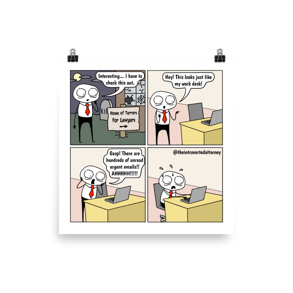 Lawyers' House of Terror | Halloween Print | Best Lawyer Law Firm Gifts | Law Comic Print | Funny Gifts for Attorneys