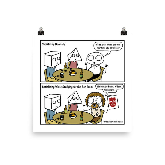 Studying for the Bar Exam | Comic Print (10" x 10") | Full Color | The Introverted Attorney