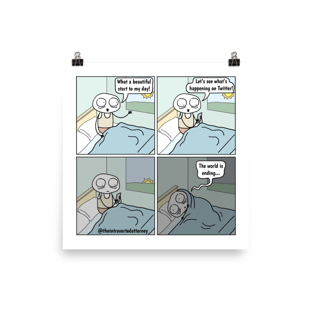 Twitter Rabbit Hole | Best Lawyer Gifts Comic Print (10" x 10") | Funny Gifts for Attorneys | The Introverted Attorney