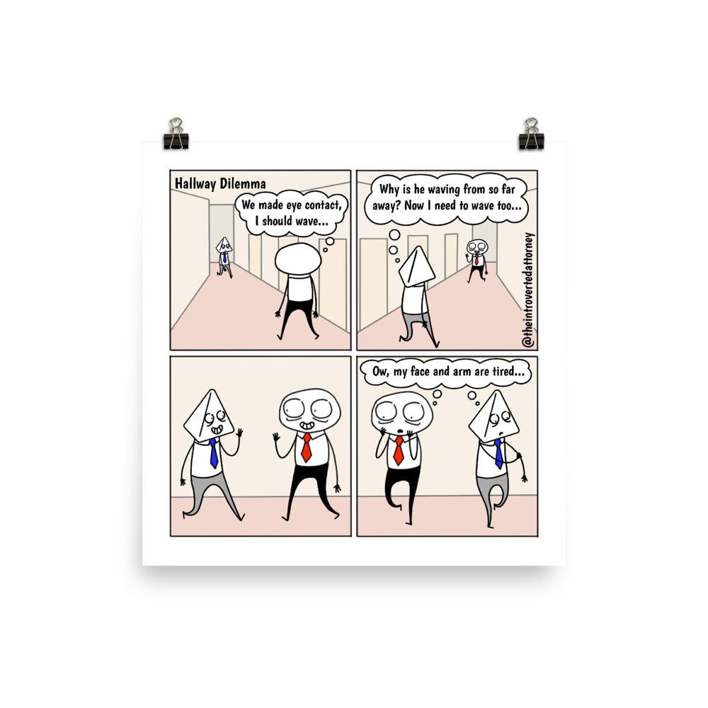 Hallway Dilemma | Best Lawyer Law Firm Gifts | Comic Print (10" x 10") | Funny Gifts for Attorneys | The Introverted Attorney
