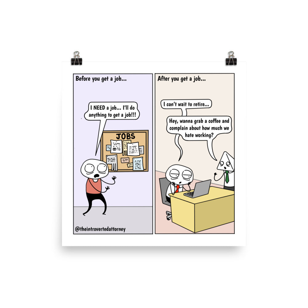 Jobs Are Overrated | Best Lawyer Law Firm Gifts | Law Comic Print | Funny Gifts for Attorneys