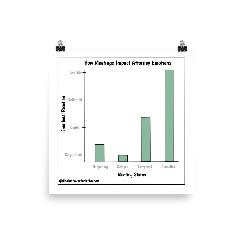 How Meetings Impact Attorney Emotions | Best Lawyer Law Firm Gifts | Law Comic Print | Funny Gifts for Attorneys