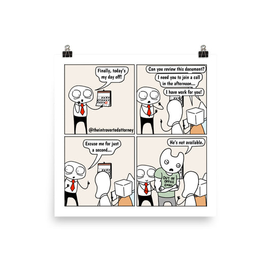 Out of Office Email | Best Lawyer Law Firm Gifts | Law Comic Print | Funny Gifts for Attorneys