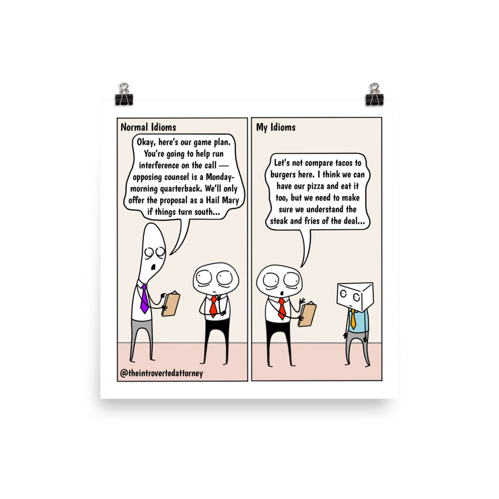 Idioms | Best Lawyer Law Firm Gifts | Law Comic Print | Funny Gifts for Attorneys