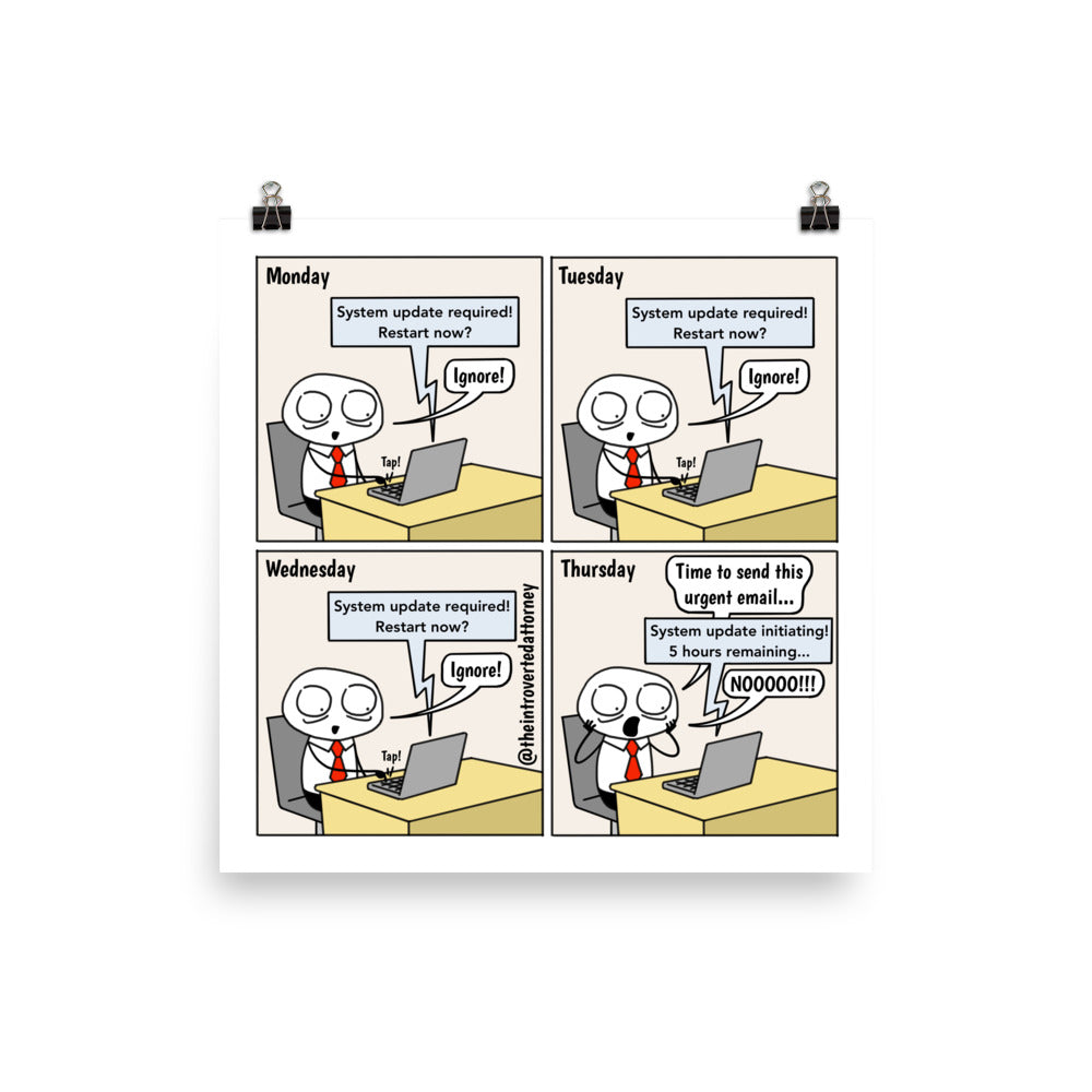 System Update | Best Lawyer Law Firm Gifts | Law Comic Print | Funny Gifts for Attorneys