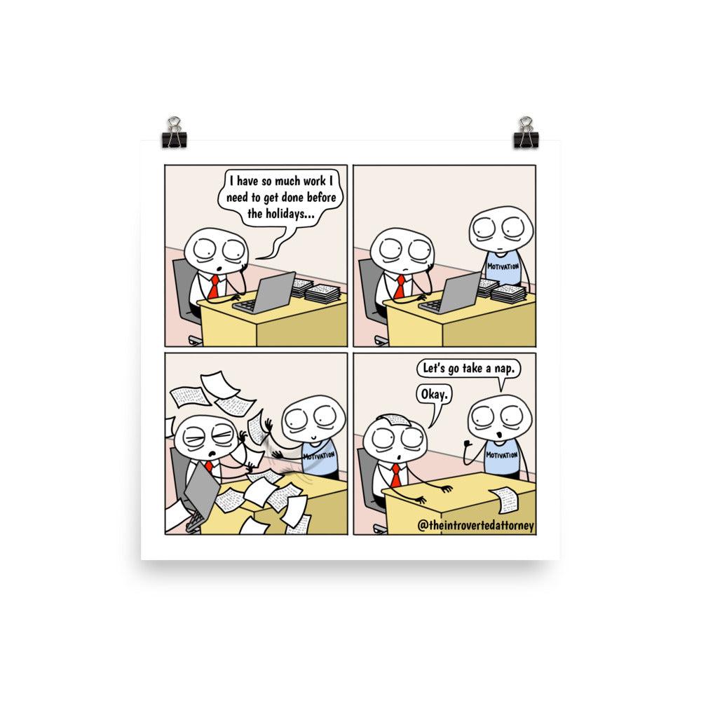 Holiday Motivation | Best Lawyer Law Firm Gifts | Law Comic Print | Funny Gifts for Attorneys