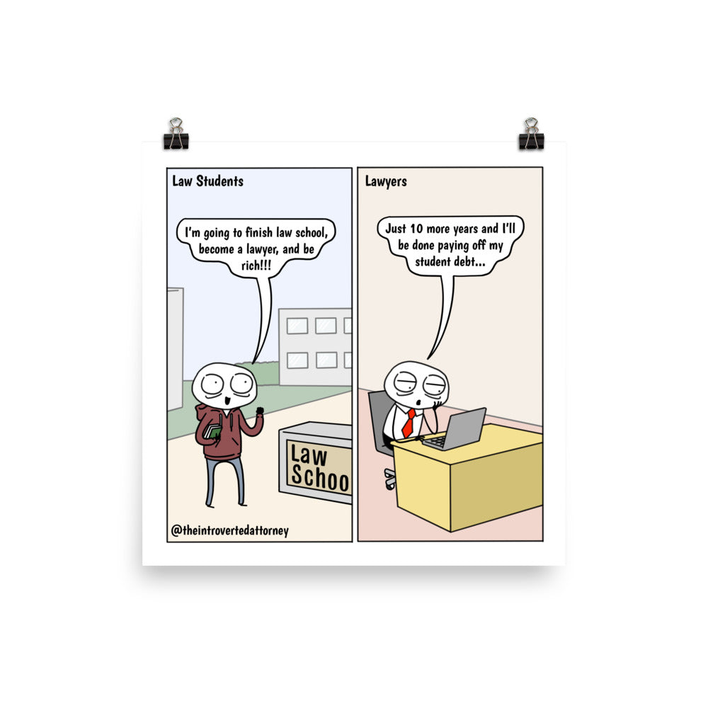 Rich in Debt | Best Lawyer Law Firm Gifts | Law Comic Print | Funny Gifts for Attorneys