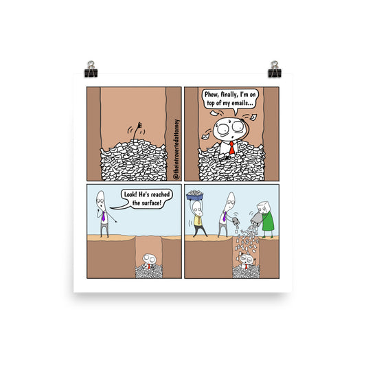 On Top of Emails | Best Lawyer Law Firm Gifts | Law Comic Print | Funny Gifts for Attorneys