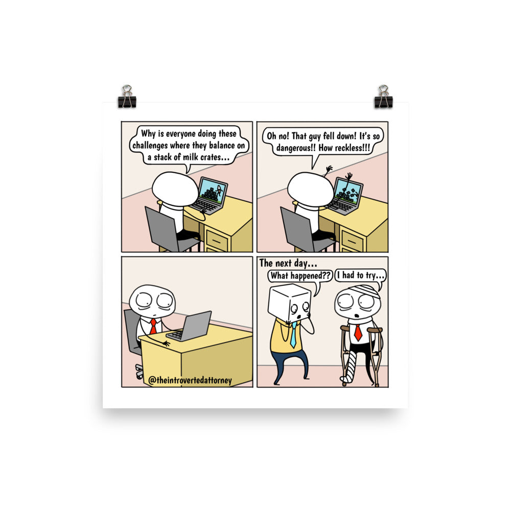 Milk Crate Challenge | Best Lawyer Law Firm Gifts | Law Comic Print | Funny Gifts for Attorneys
