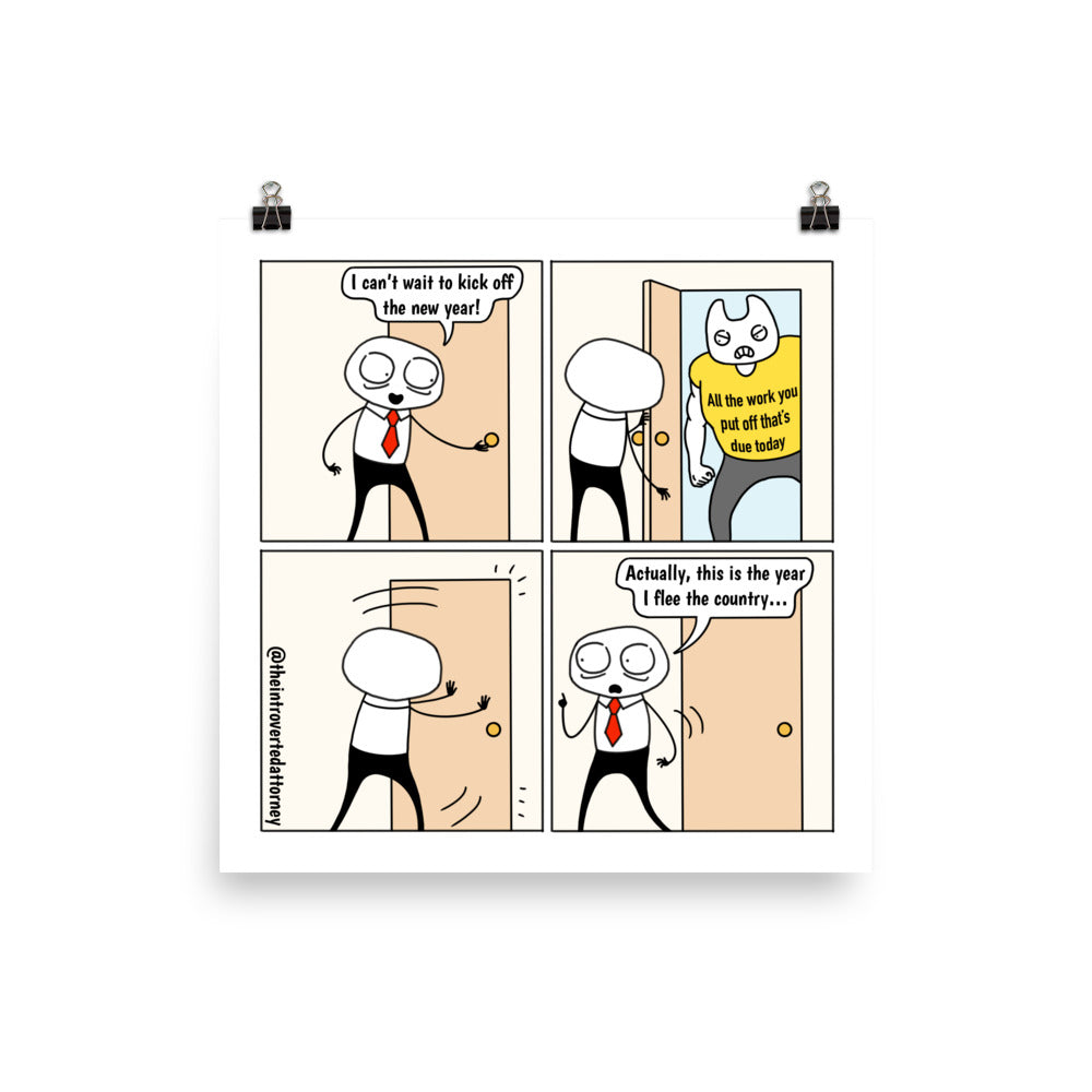 New Year, Same Work | Best Lawyer Law Firm Gifts | Law Comic Print | Funny Gifts for Attorneys