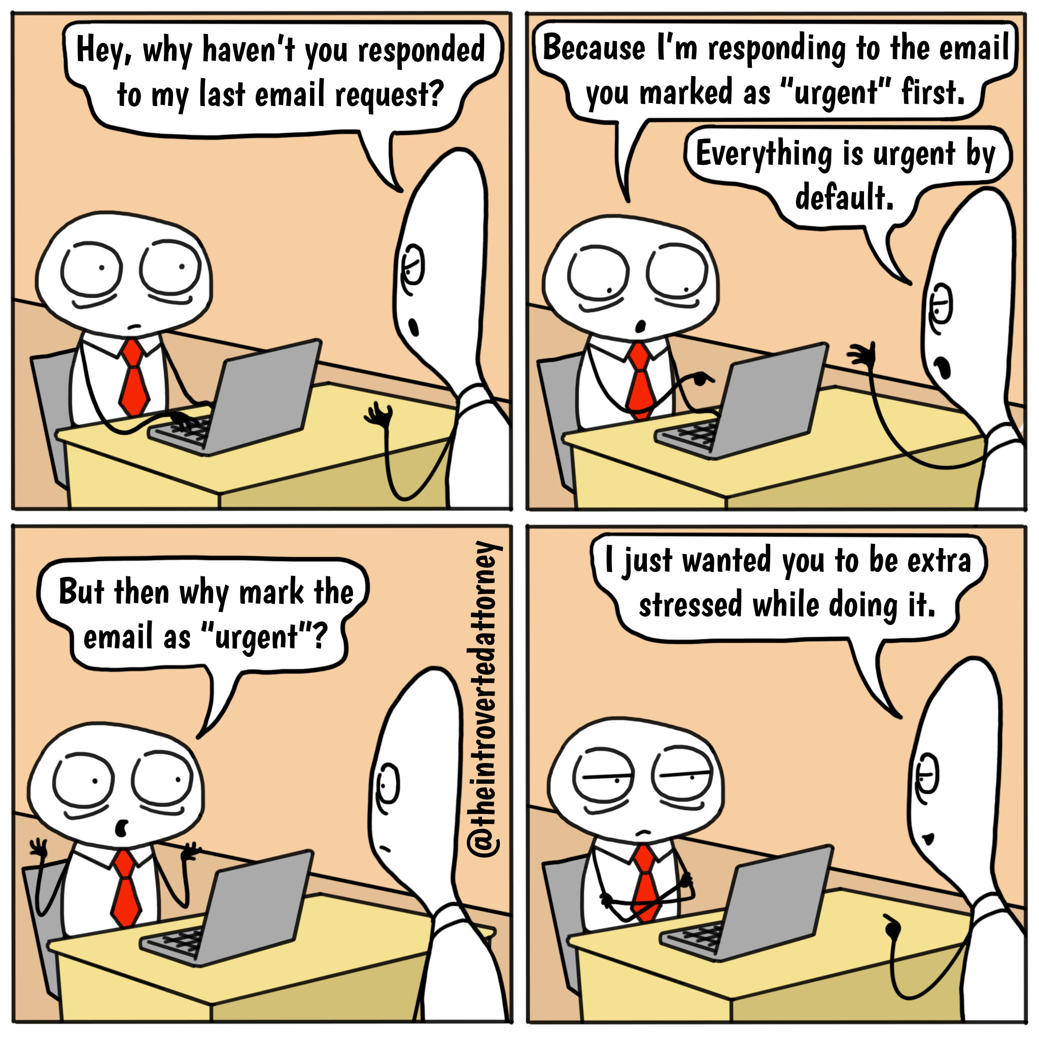 Funny lawyer comic about urgent email requests from law firm partners