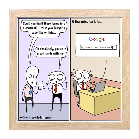 How to Draft a Legal Contract | Funny Lawyer Comic Print (10" x 10") | Attorney Gifts | Full Color | The Introverted Attorney