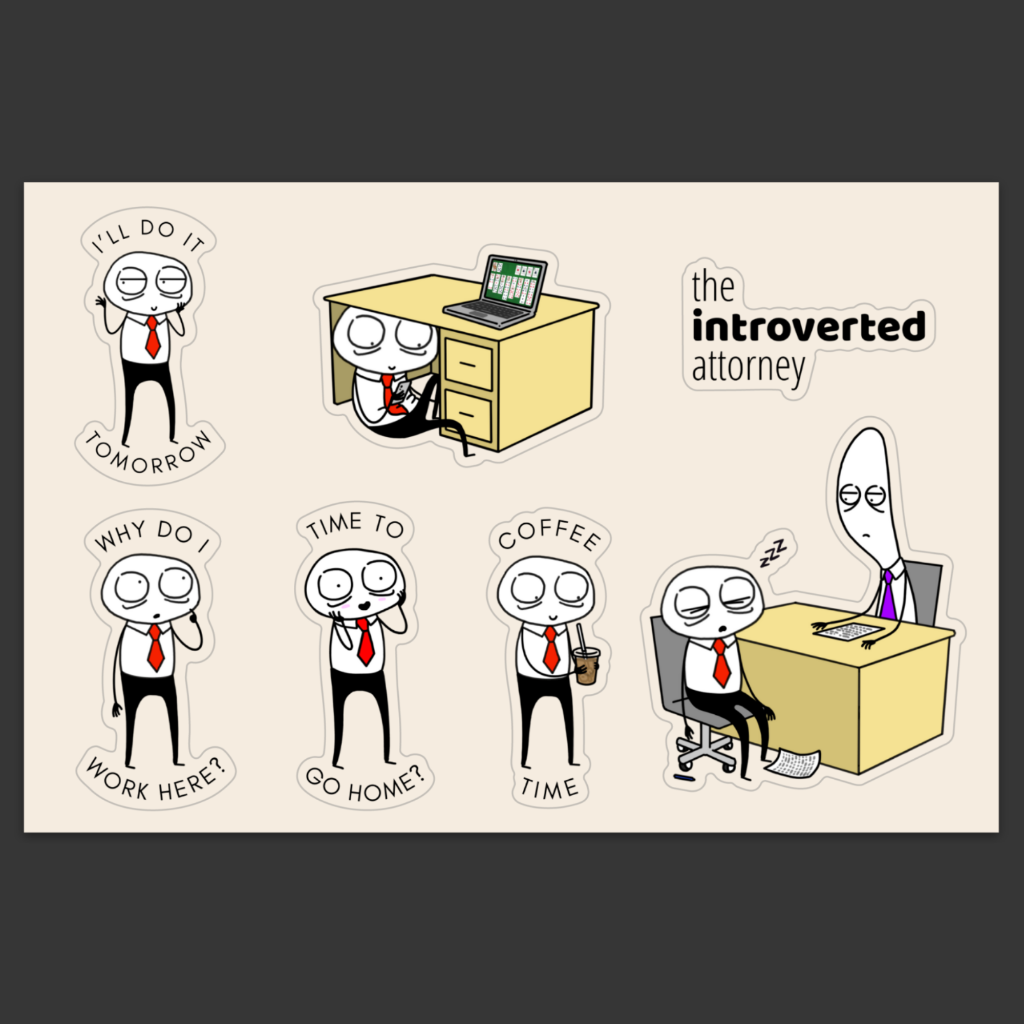 Funny Work Humor Sticker Sheet (6 Stickers)