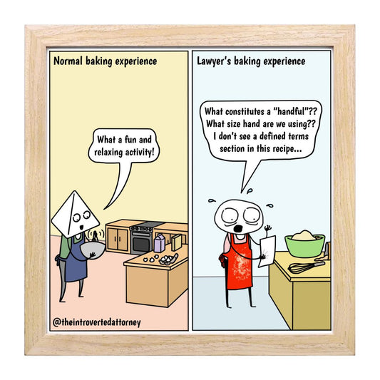 Lawyer Baking Comic Print (10" x 10") | Best Lawyer Gifts | Funny Gifts for Attorneys | The Introverted Attorney