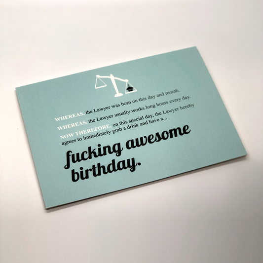 Fucking Awesome Birthday Card for Attorneys