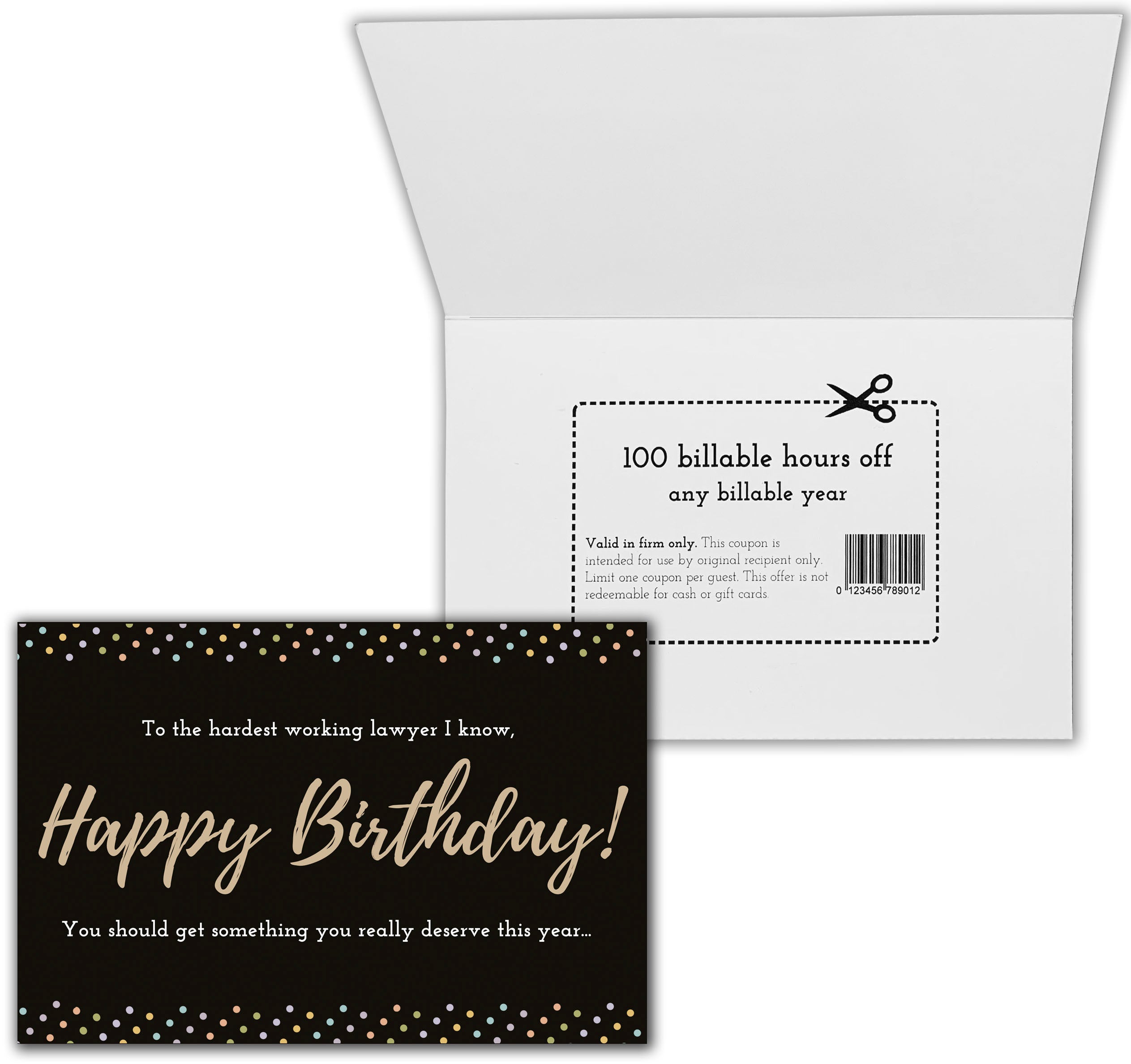 Happy Birthday with Less Billables Coupon Funny Card for Lawyers