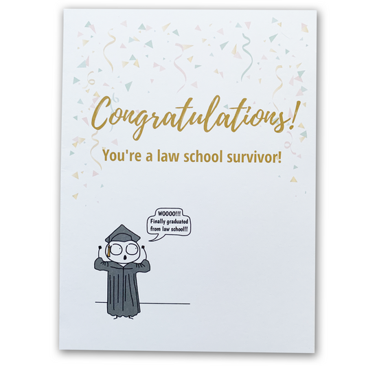 Congrats Law School Survivor | Law School Graduation Card | Future Lawyer | Funny Greeting Card for Law School Graduate