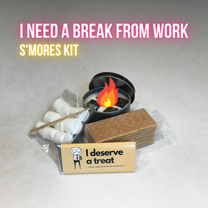 I Need a Break S'mores Kit | Graham Crackers, Marshmallows, Chocolate, Portable Fire Pit | Lawyer and Corporate Humor Comic Book | Gift Box