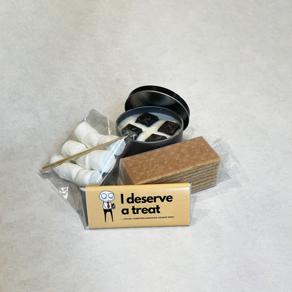 I Need a Break S'mores Kit | Graham Crackers, Marshmallows, Chocolate, Portable Fire Pit | Lawyer and Corporate Humor Comic Book | Gift Box