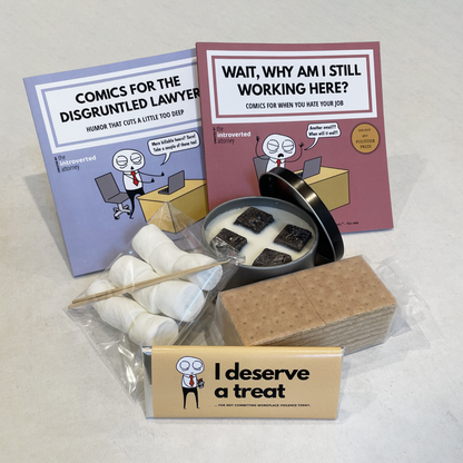 I Need a Break S'mores Kit | Graham Crackers, Marshmallows, Chocolate, Portable Fire Pit | Lawyer and Corporate Humor Comic Book | Gift Box