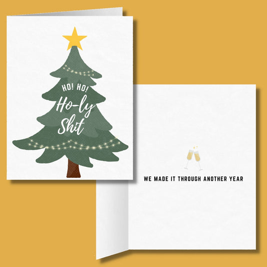 Ho! Ho! Ho-ly Shit Christmas Card | Funny Holiday Greeting Card for Coworkers