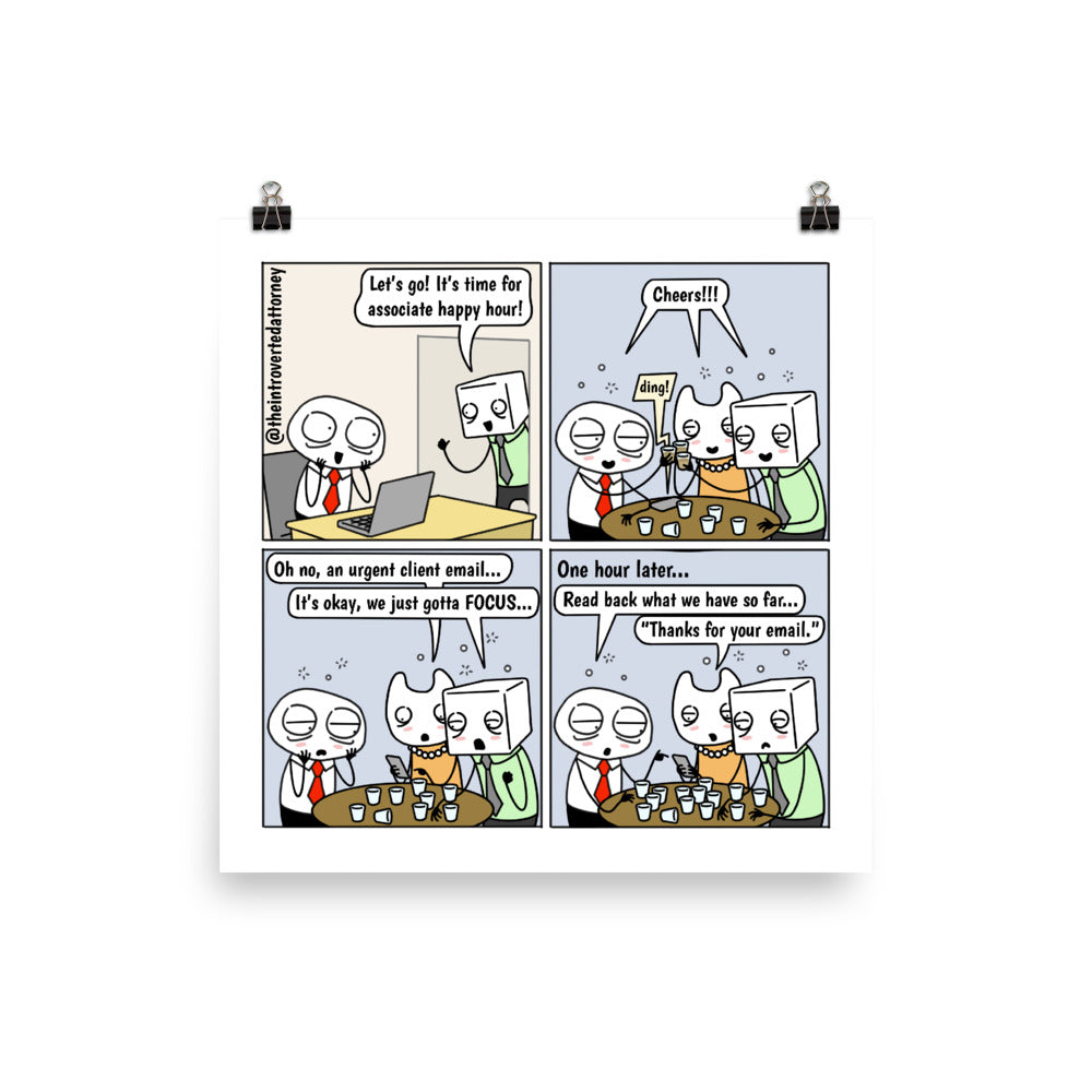 Happy Hour | Best Lawyer Law Firm Gifts | Law Comic Print | Funny Gifts for Attorneys