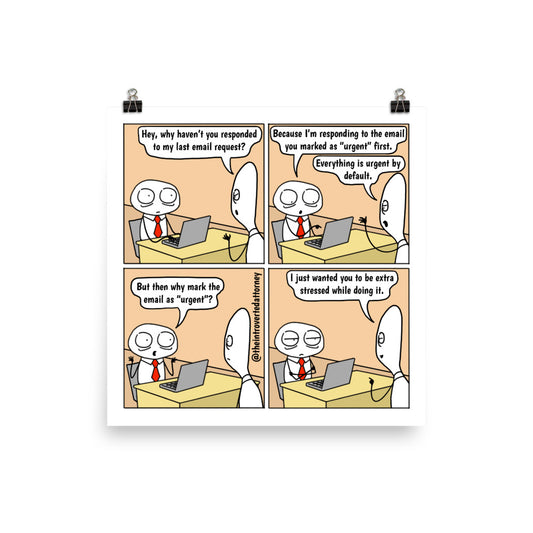 Urgent | Lawyer Comic Print (10" x 10") | Full Color | The Introverted Attorney
