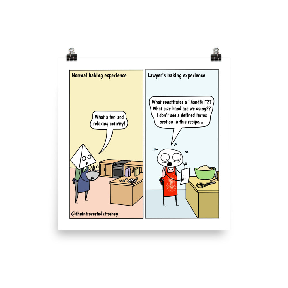 Lawyer Baking Comic Print (10" x 10") | Best Lawyer Gifts | Funny Gifts for Attorneys | The Introverted Attorney
