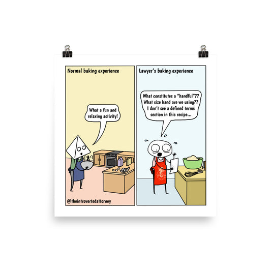 Lawyer Baking Comic Print (10" x 10") | Best Lawyer Gifts | Funny Gifts for Attorneys | The Introverted Attorney