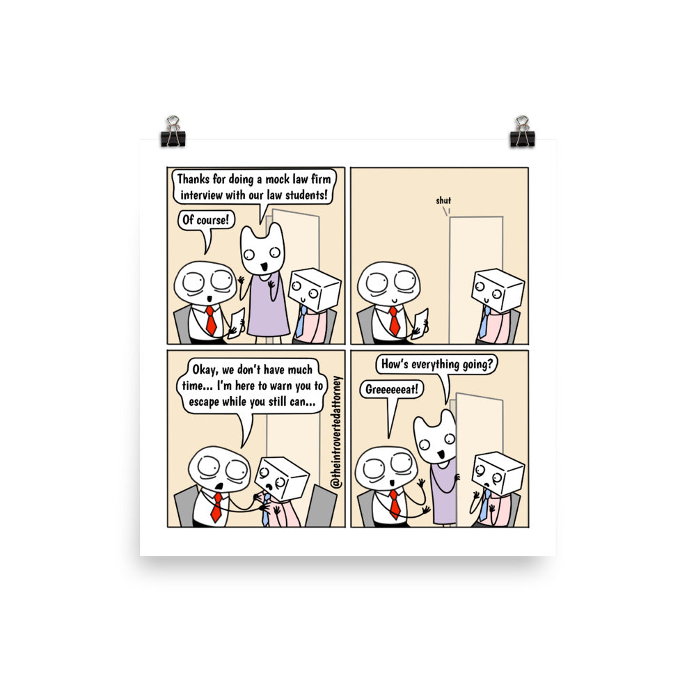 Mock Interview | Best Lawyer Law Firm Gifts | Law Comic Print | Funny Gifts for Attorneys