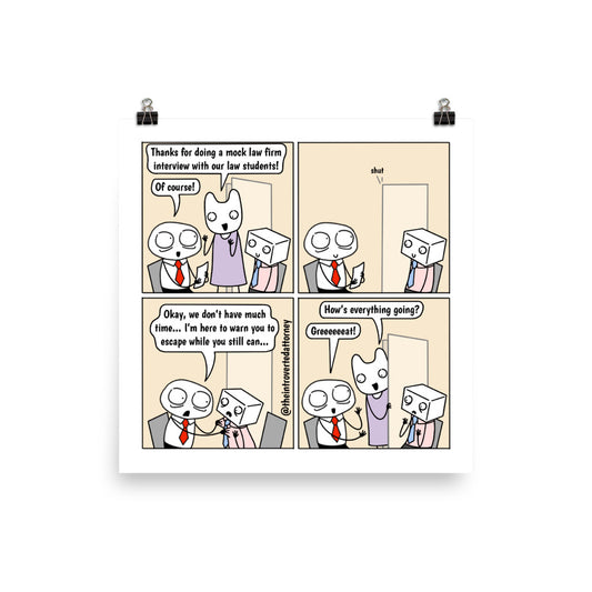 Mock Interview | Best Lawyer Law Firm Gifts | Law Comic Print | Funny Gifts for Attorneys