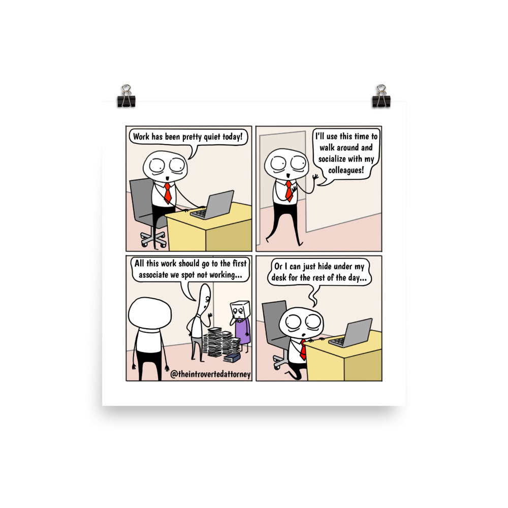 Laying Low | Best Lawyer Gifts Comic Print (10" x 10") | Funny Gifts for Attorneys | The Introverted Attorney
