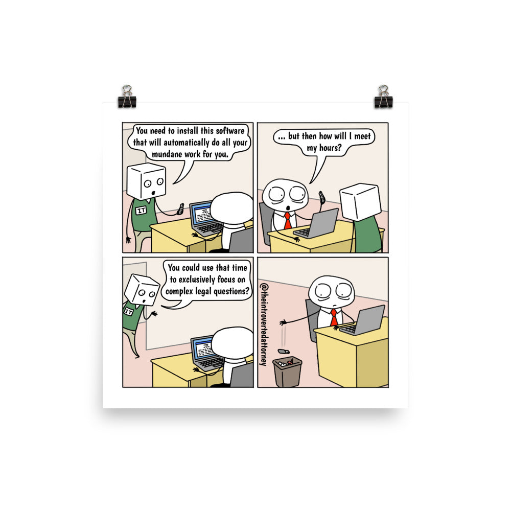 Time-Saving Technology | Best Lawyer Law Firm Gifts | Law Comic Print | Funny Gifts for Attorneys