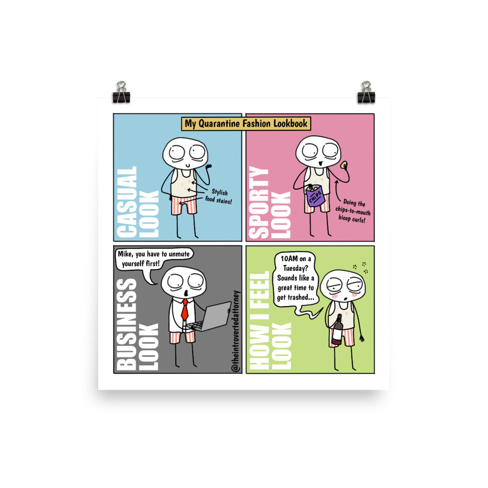WFH Fashion | Comic Print (10" x 10") | Full Color | The Introverted Attorney