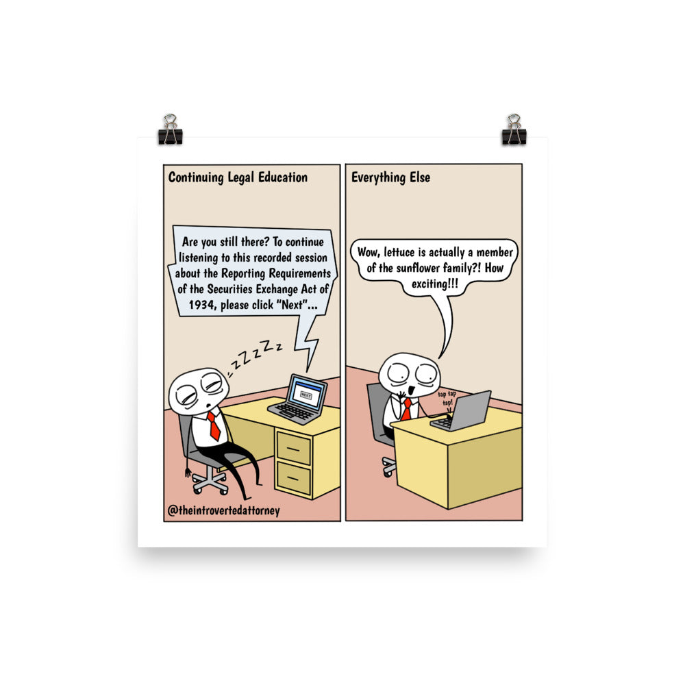 CLEs vs. Everything Else | Best Lawyer Law Firm Gifts | Law Comic Print | Funny Gifts for Attorneys